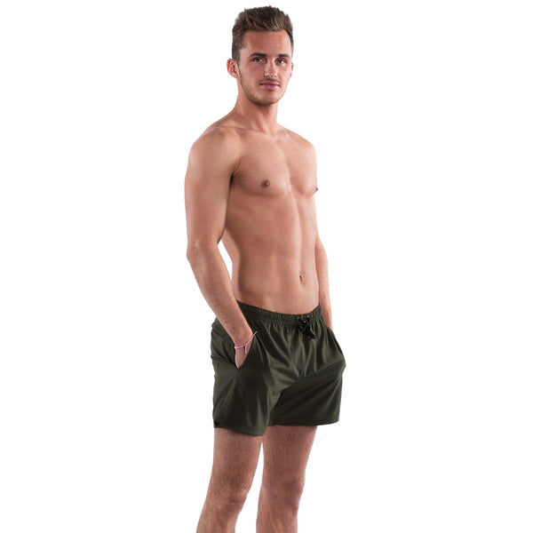 Compression Lined 5" Swim Trunks - Olive Green
