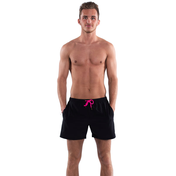 Compression Lined 5" Swim Trunks - Black/Pink