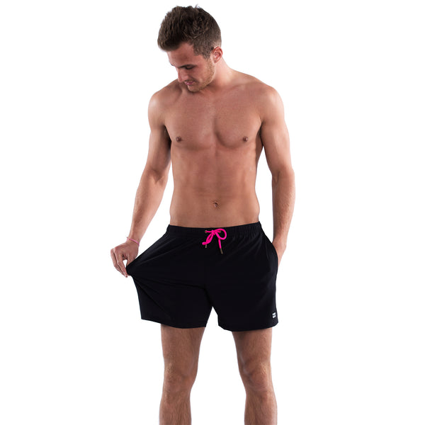 Compression Lined 5" Swim Trunks - Black/Pink