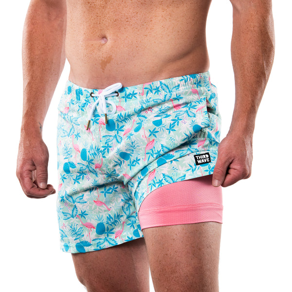 Compression Lined 5" Swim Trunks - Miami Palms