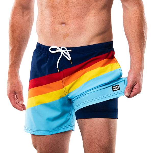Compression Lined 5" Swim Trunks - Striped Vintage