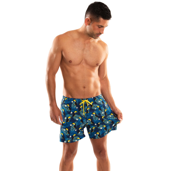 Compression Lined 5" Swim Trunks - Toucan Time