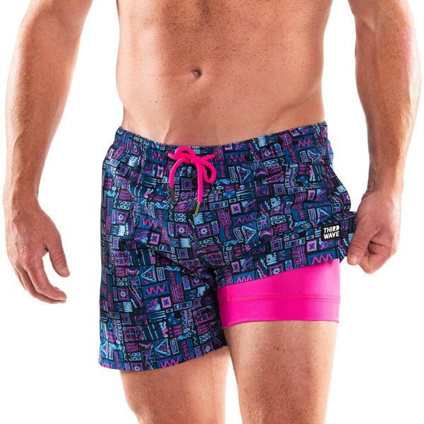 Compression Lined 5" Swim Trunks - Concrete Jungle