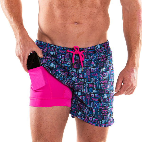 Compression Lined 5" Swim Trunks - Concrete Jungle