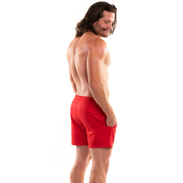 Compression Lined 5" Swim Trunks - Red