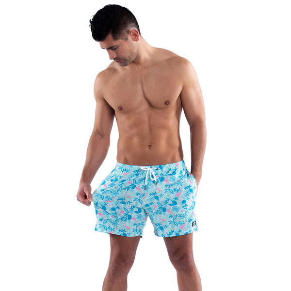 Compression Lined 5" Swim Trunks - Miami Palms