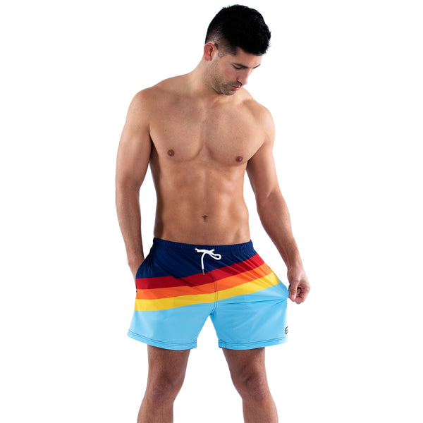 Mesh Lined 5" Swim Trunks - Striped Vintage
