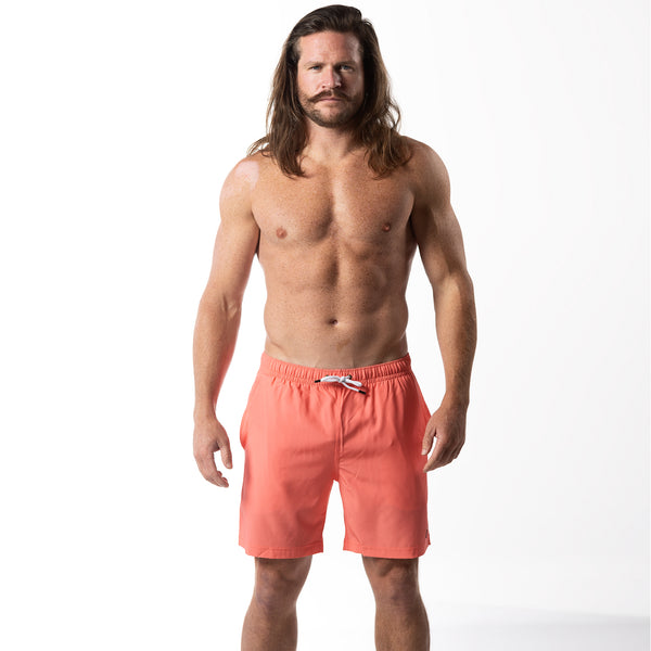 Compression Lined 7" Swim Trunks - Coral