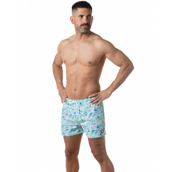 Compression Lined 3" Swim Trunks - Miami Palms