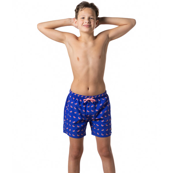 Compression Lined Boys Swim Trunks - Watermelons