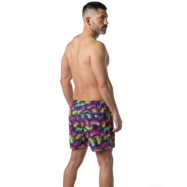 Compression Lined 5" Swim Trunks - Neon Palms