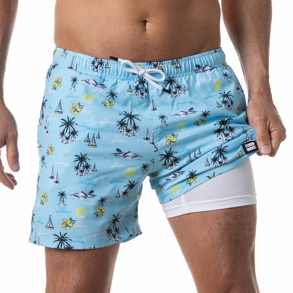 Compression Lined 5" Swim Trunks - Coastal Vibes