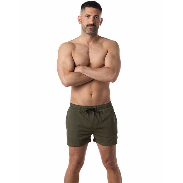 Compression Lined 3" Swim Trunks - Olive