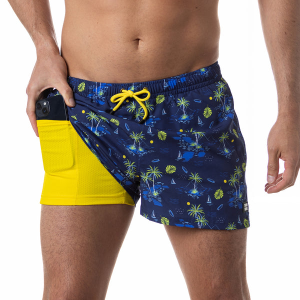 Compression Lined 3" Swim Trunks - Wave Rider