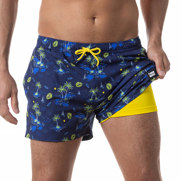 Compression Lined 3" Swim Trunks - Wave Rider