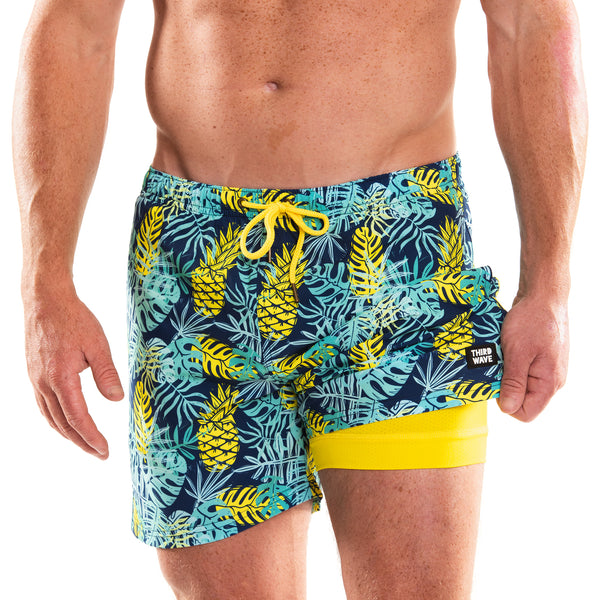 Compression Lined 5" Swim Trunks - Pineapple Dreams